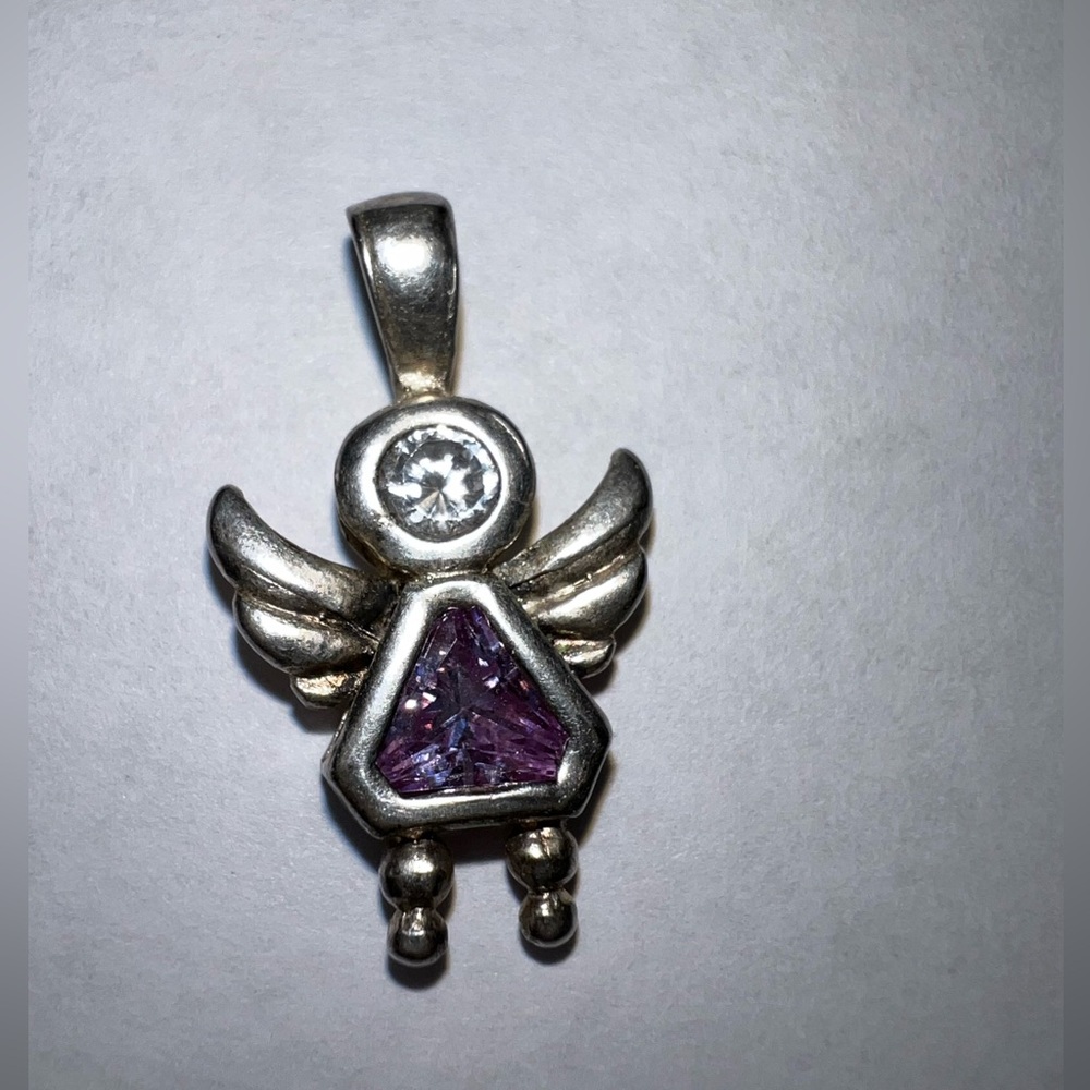 Silver and Purple Angel Pendant
